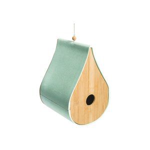Full Circle Eco Conscious Hanging Bird House Green/Natural Bamboo 7.25x7.25x10.9